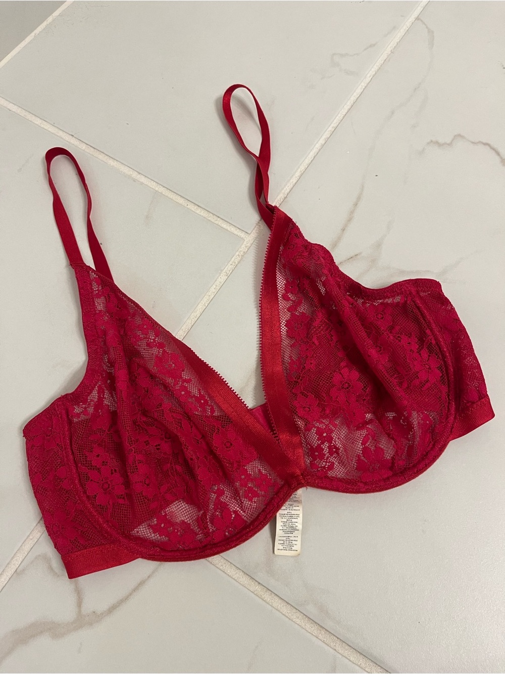 intimissimi Red Lace Underwire Balconette Bra 36C